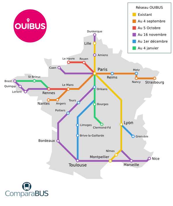 Carte réseau OUIBUS autocar