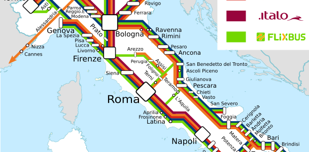 Bus lines in Italy map ComparaBUS Blog