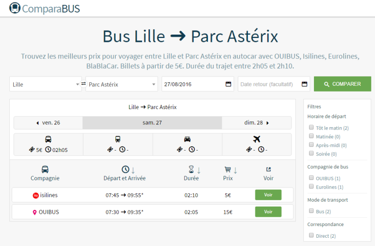 Navettes Paris Parc d